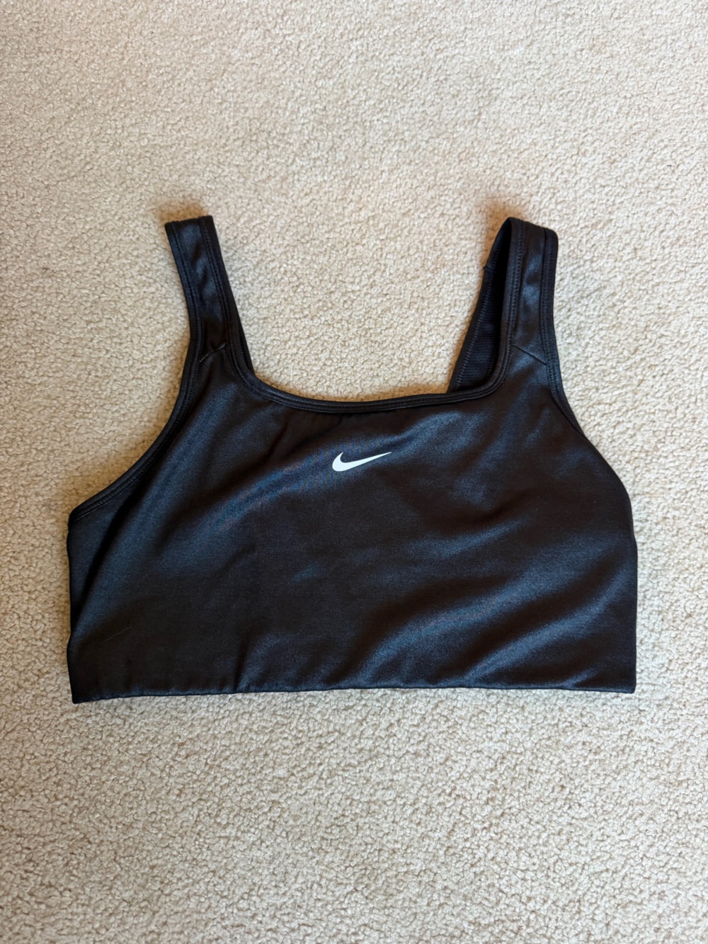 Nike Black Women's Crop Sports Bra with White Swoosh